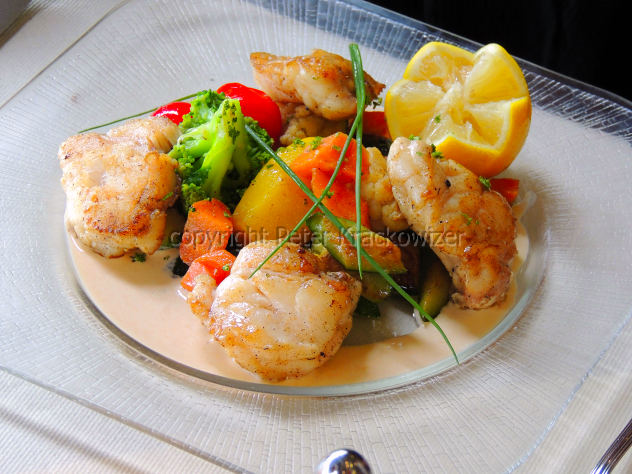 Frankreich, Normandie, Restaurant „Les Roches Blanches“: Fisch