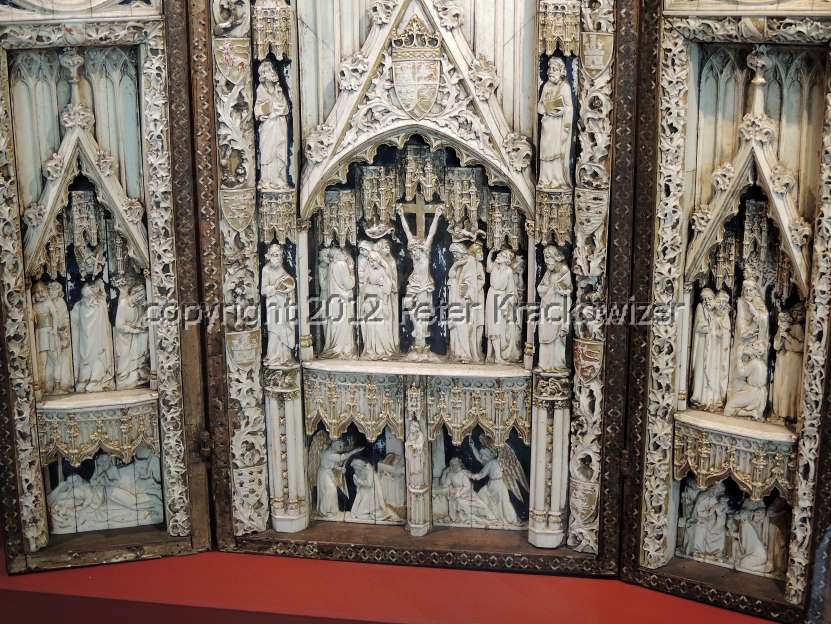 Frankreich, Normandie, Fecamp, Palais Benedictine, Beispiel eines Reisealtars aus Elfenbein geschnitzt