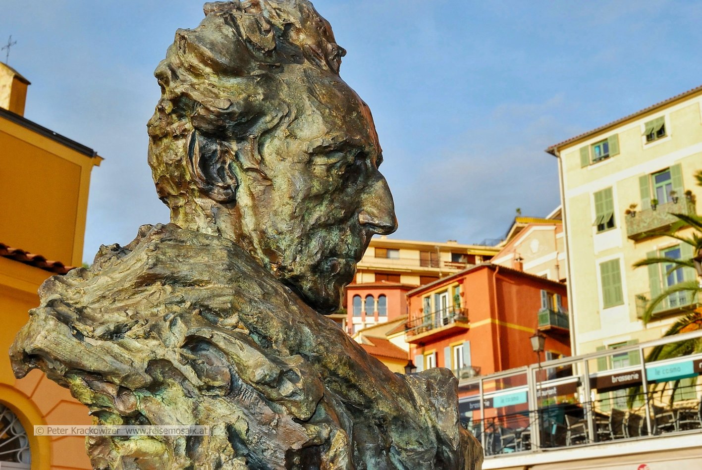 Frankreich, Villefranche-sur-Mer, Riviera Côte d'Azur, Büste Jean Cocteau