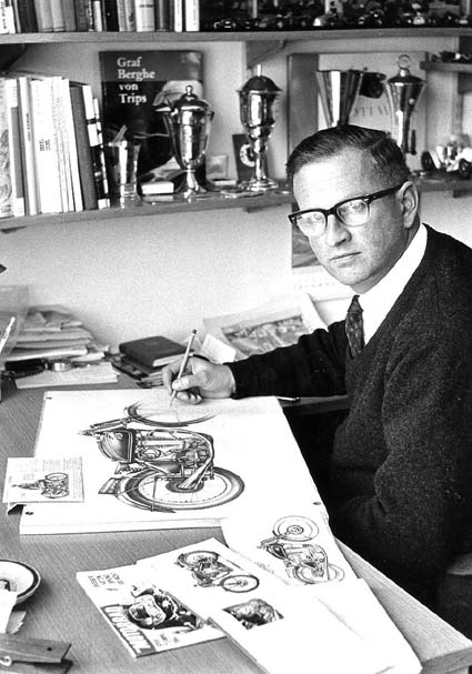 Helmut Krackowizer 1964 beim Zeichnen